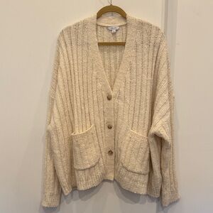 Reis’s Wool Oversized Button Down Cream Knit Cardigan